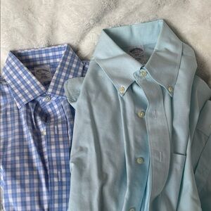 Brooks Brothers Blue Checkered and Light Blue Dress Shirts both in slim fit